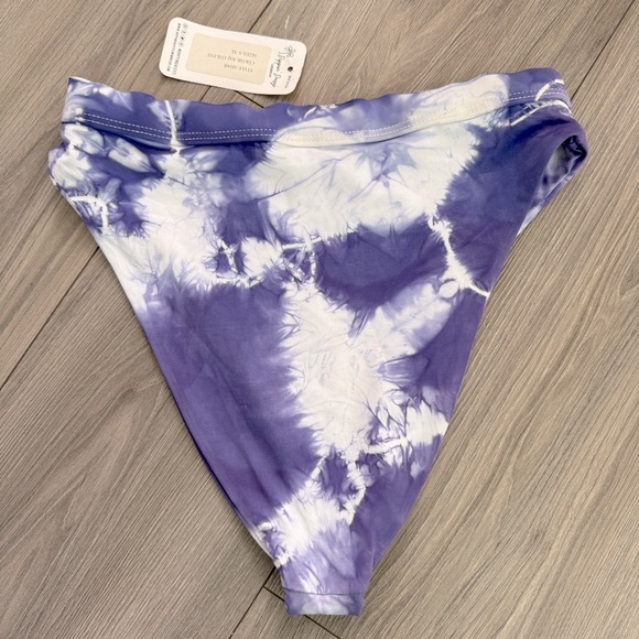 Dippin’ Daisy’s Tie Dye High Leg/Waist Swim Bikini Brief Bottom Purple White S - Picture 2 of 3